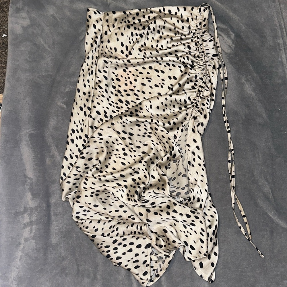 Leopard Drawstring Slit Skirt